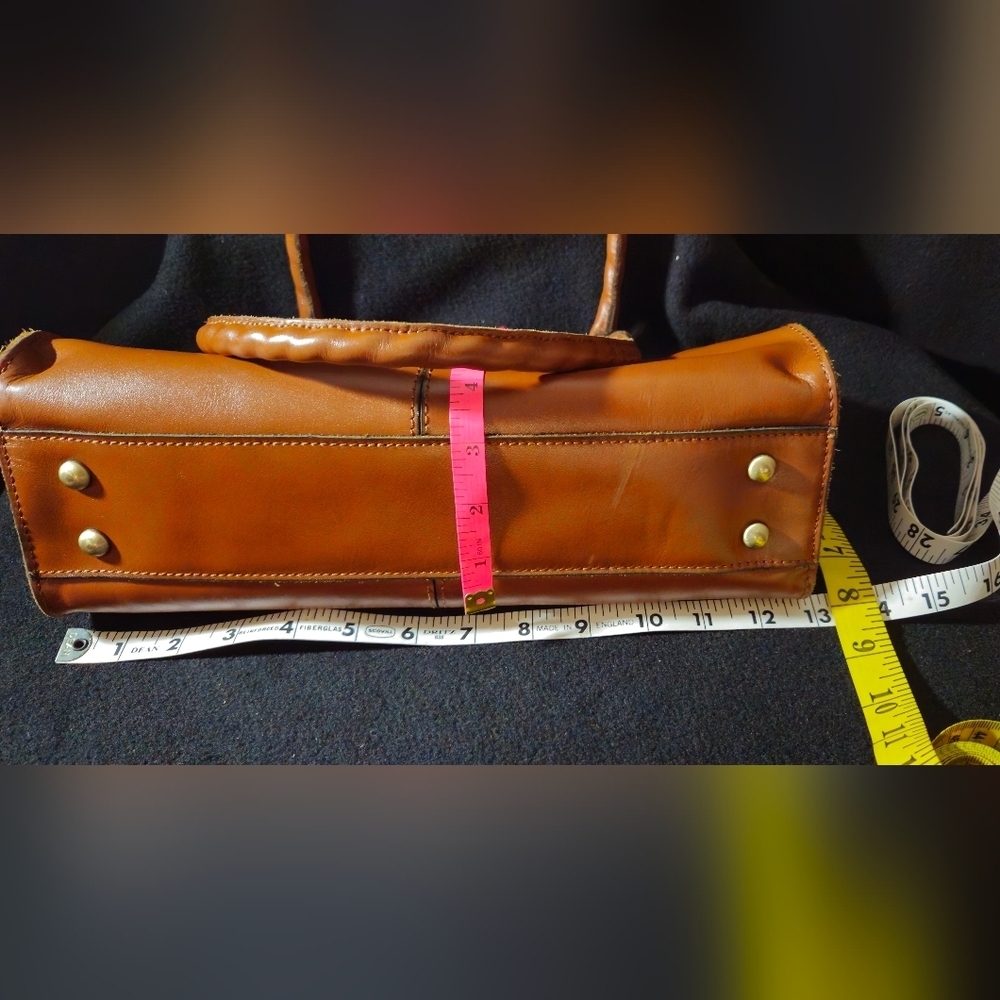 Patricia Nash Reinzo Cognac Brown Leather Satchel with Gold Hardware - Picture 9 of 12